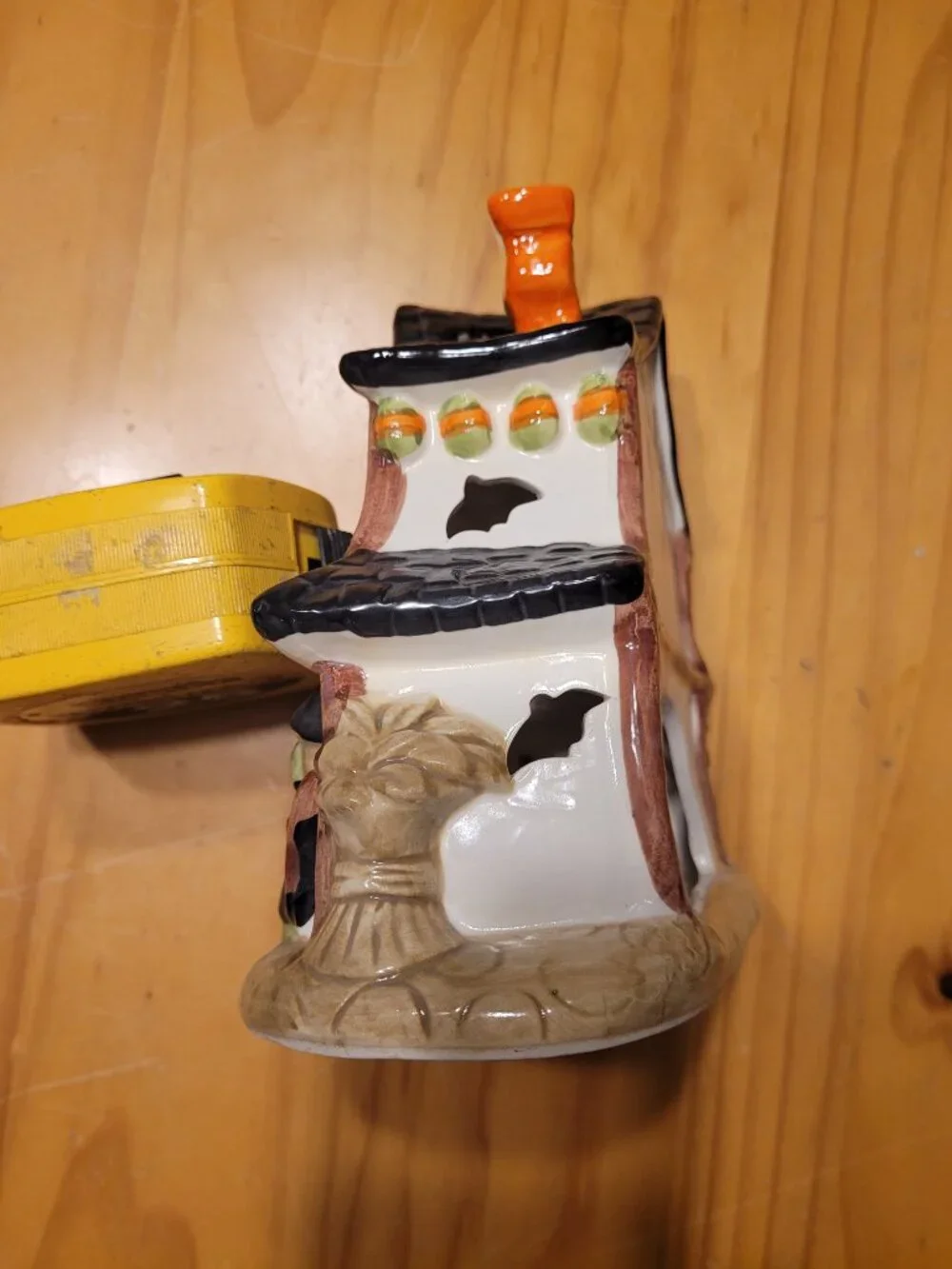 Halloween House Ceramic Candle Holder Witches, Bats Pumpkin